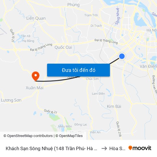 Khách Sạn Sông Nhuệ (148 Trần Phú- Hà Đông) to Hòa Sơn map