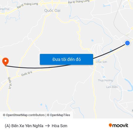 (A) Bến Xe Yên Nghĩa to Hòa Sơn map