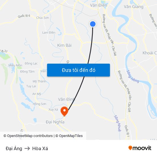 Đại Áng to Hòa Xá map