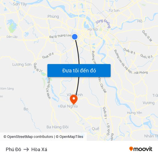 Phú Đô to Hòa Xá map