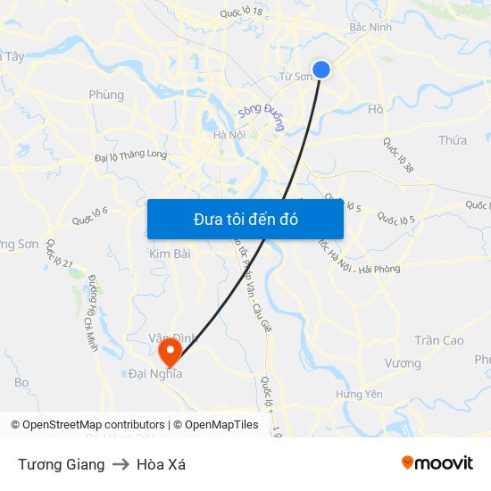Tương Giang to Hòa Xá map
