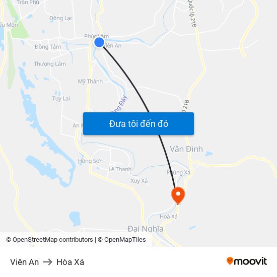 Viên An to Hòa Xá map