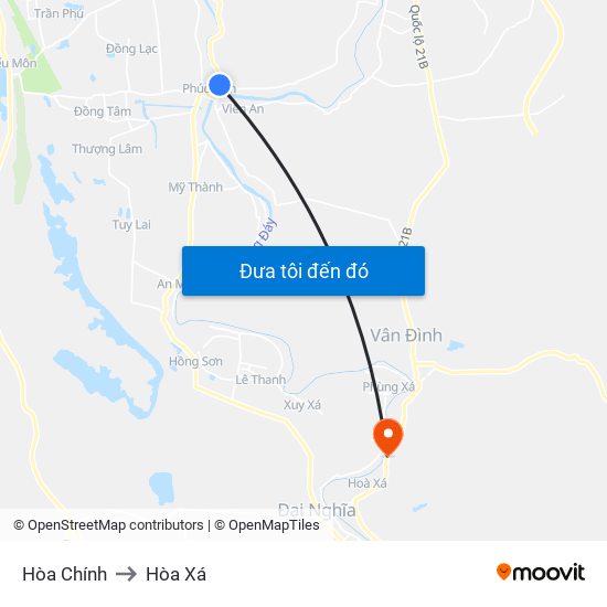 Hòa Chính to Hòa Xá map