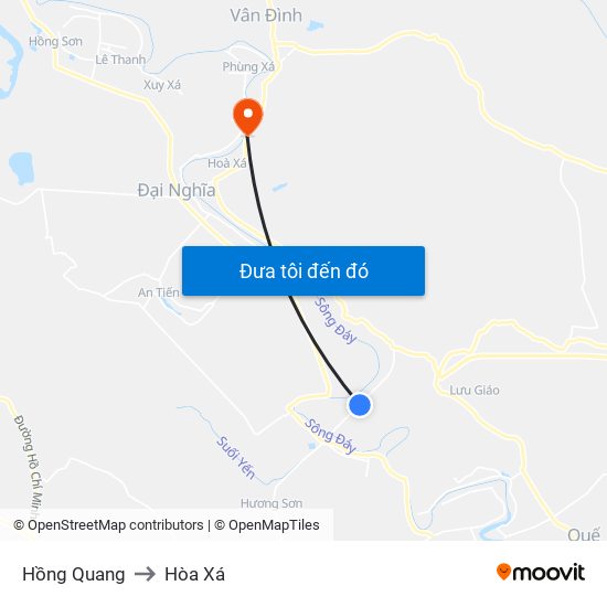 Hồng Quang to Hòa Xá map