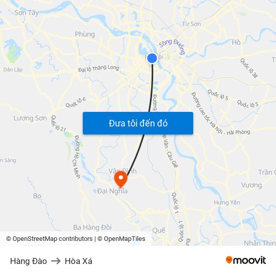 Hàng Đào to Hòa Xá map