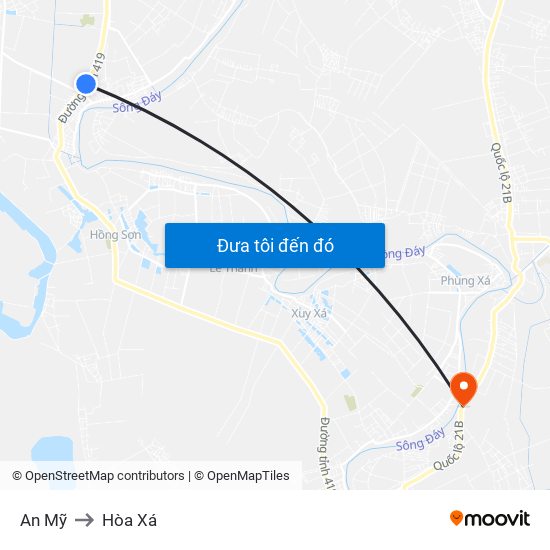 An Mỹ to Hòa Xá map