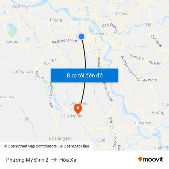 Phường Mỹ Đình 2 to Hòa Xá map