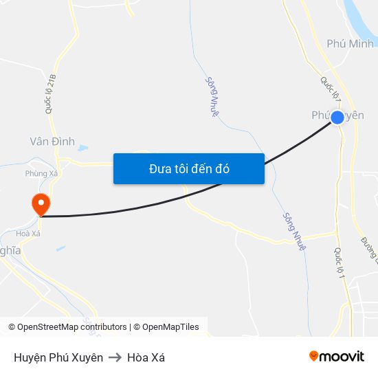 Huyện Phú Xuyên to Hòa Xá map