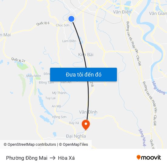 Phường Đồng Mai to Hòa Xá map