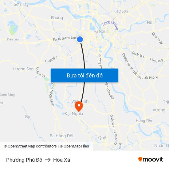 Phường Phú Đô to Hòa Xá map