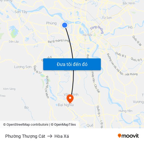 Phường Thượng Cát to Hòa Xá map