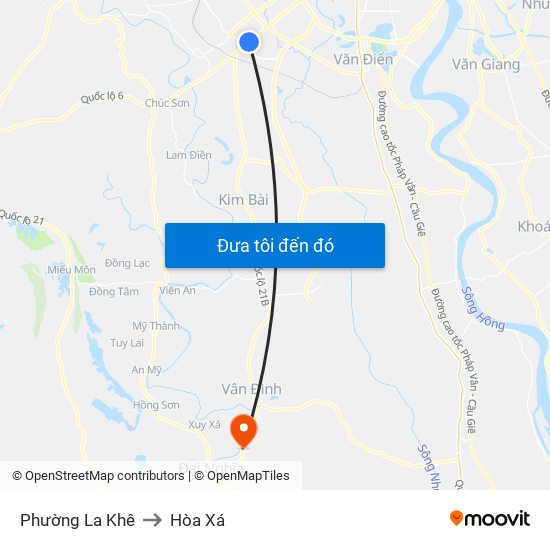 Phường La Khê to Hòa Xá map