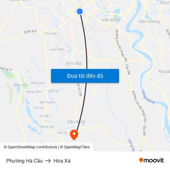 Phường Hà Cầu to Hòa Xá map