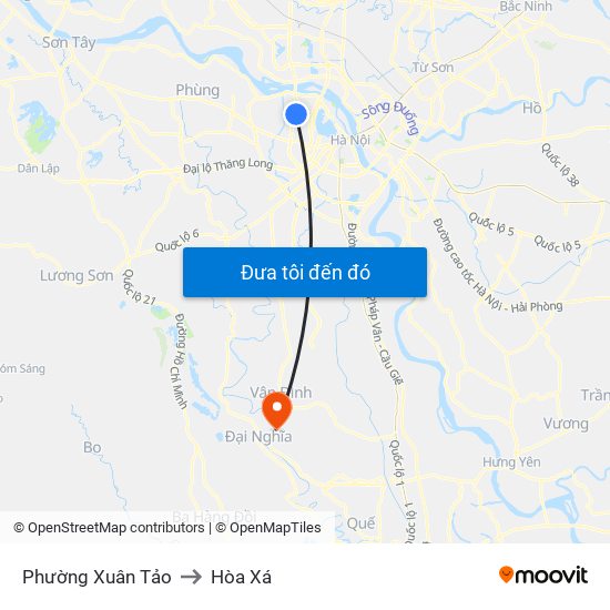 Phường Xuân Tảo to Hòa Xá map