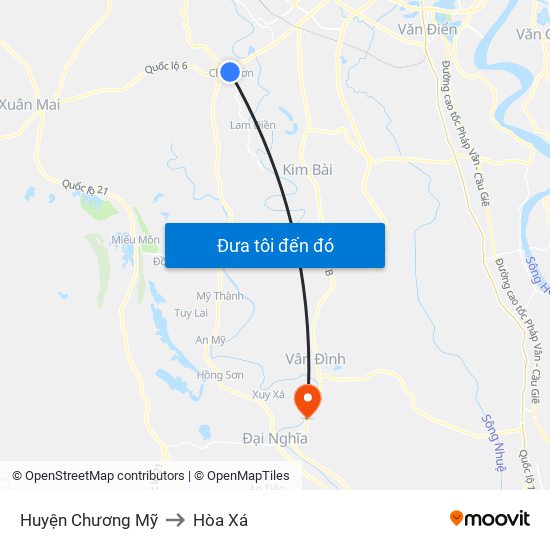 Huyện Chương Mỹ to Hòa Xá map