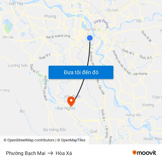 Phường Bạch Mai to Hòa Xá map