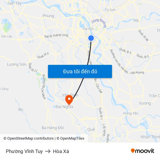 Phường Vĩnh Tuy to Hòa Xá map