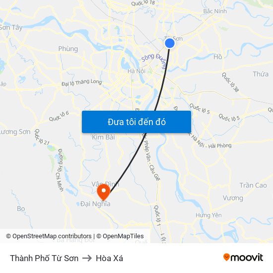 Thành Phố Từ Sơn to Hòa Xá map
