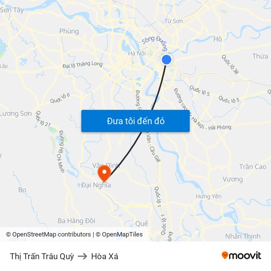 Thị Trấn Trâu Quỳ to Hòa Xá map