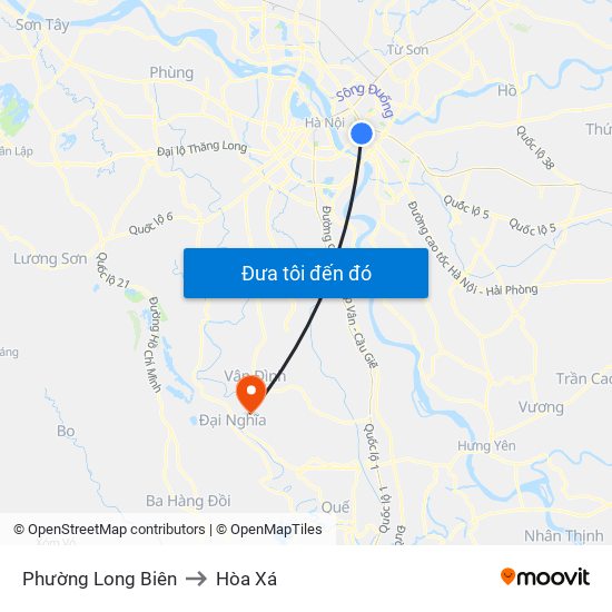 Phường Long Biên to Hòa Xá map