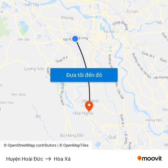 Huyện Hoài Đức to Hòa Xá map