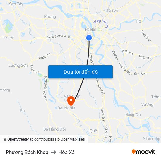 Phường Bách Khoa to Hòa Xá map