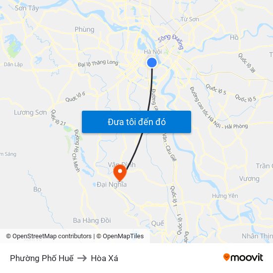 Phường Phố Huế to Hòa Xá map