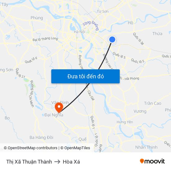 Thị Xã Thuận Thành to Hòa Xá map