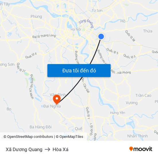 Xã Dương Quang to Hòa Xá map