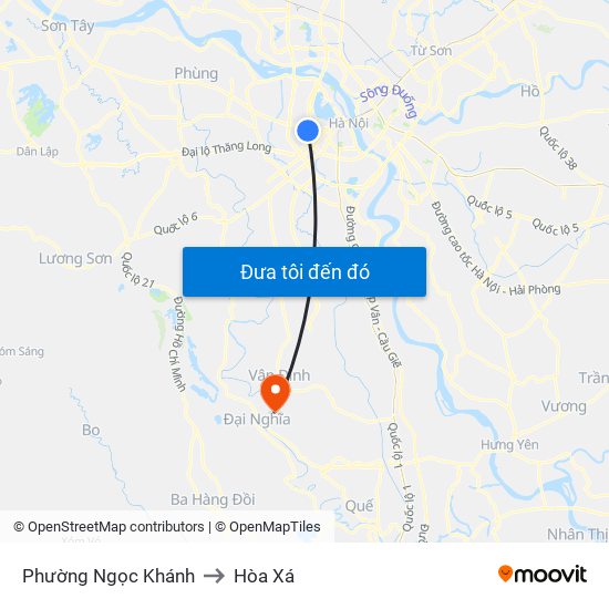 Phường Ngọc Khánh to Hòa Xá map