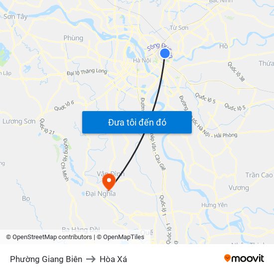 Phường Giang Biên to Hòa Xá map