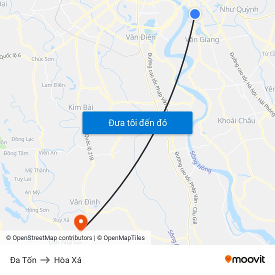 Đa Tốn to Hòa Xá map