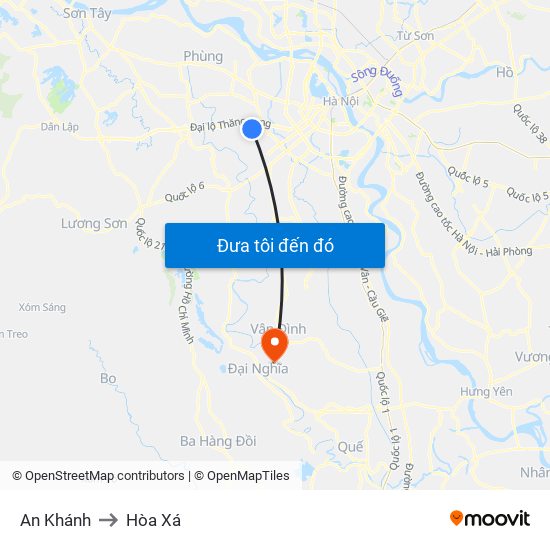 An Khánh to Hòa Xá map
