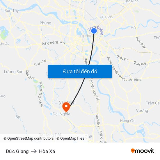 Đức Giang to Hòa Xá map