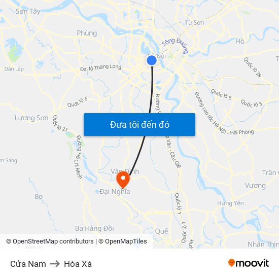 Cửa Nam to Hòa Xá map