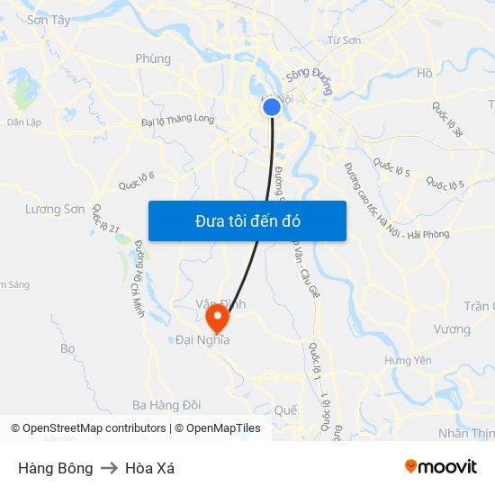 Hàng Bông to Hòa Xá map