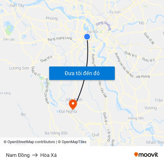 Nam Đồng to Hòa Xá map