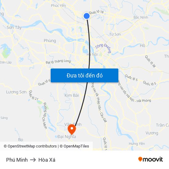 Phú Minh to Hòa Xá map
