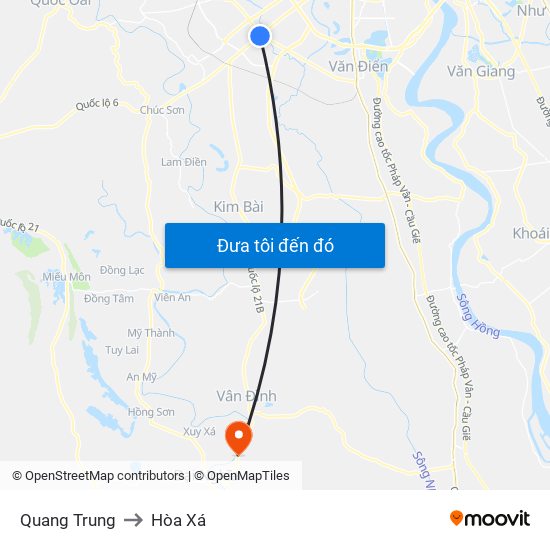 Quang Trung to Hòa Xá map