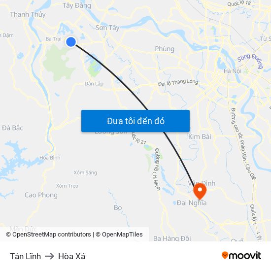 Tản Lĩnh to Hòa Xá map