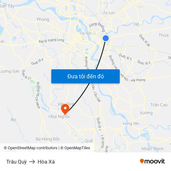 Trâu Quỳ to Hòa Xá map