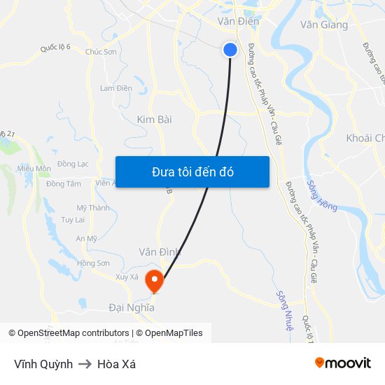 Vĩnh Quỳnh to Hòa Xá map
