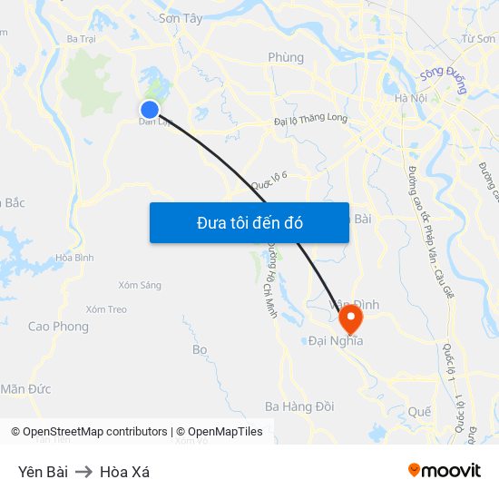 Yên Bài to Hòa Xá map