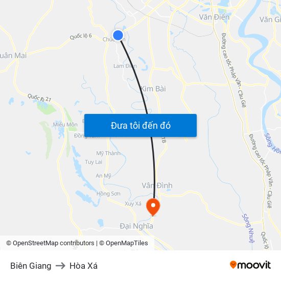 Biên Giang to Hòa Xá map