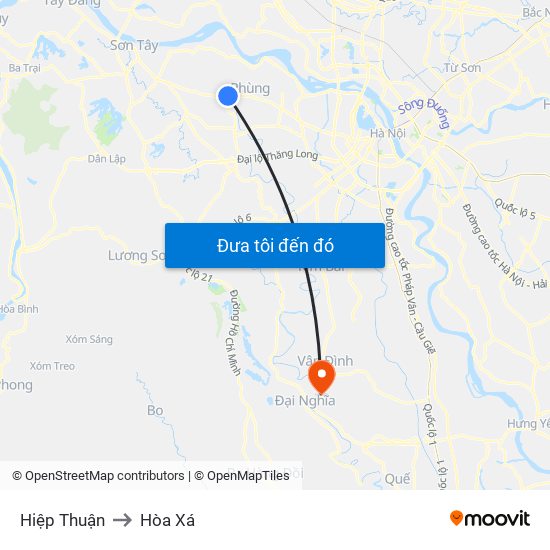 Hiệp Thuận to Hòa Xá map