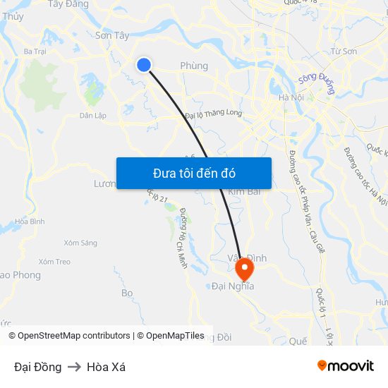 Đại Đồng to Hòa Xá map