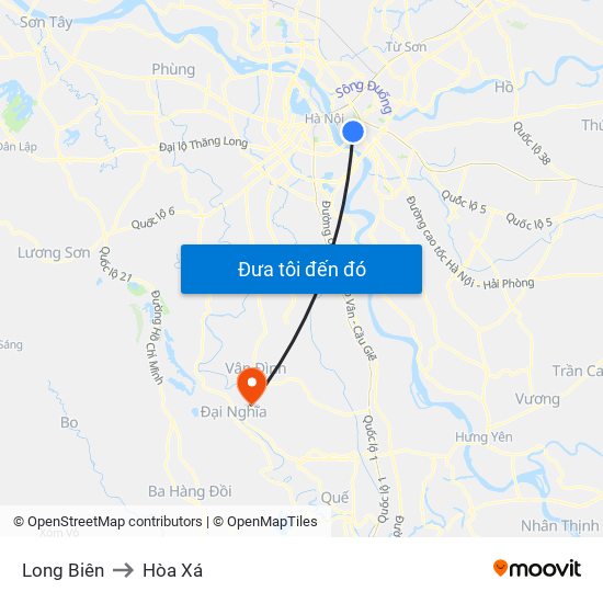 Long Biên to Hòa Xá map