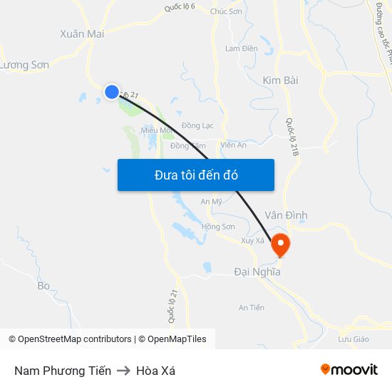 Nam Phương Tiến to Hòa Xá map