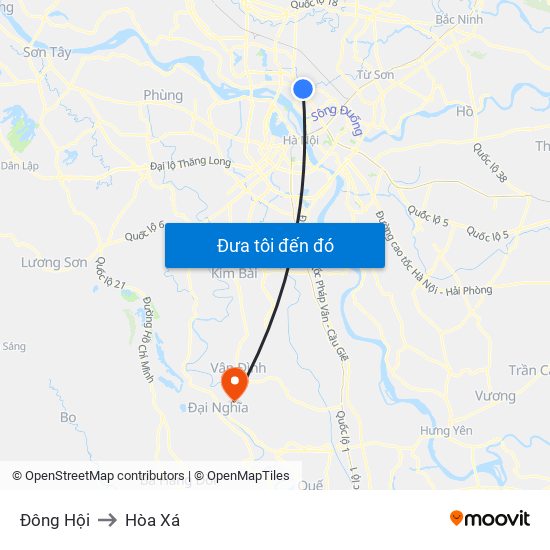 Đông Hội to Hòa Xá map