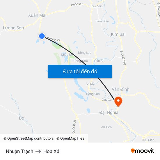 Nhuận Trạch to Hòa Xá map